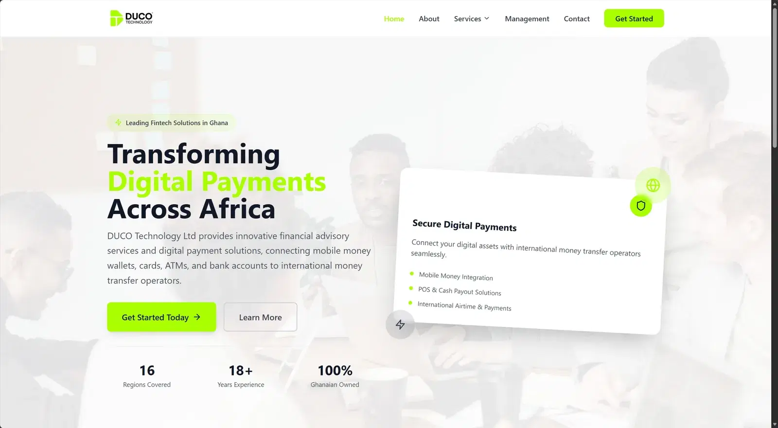 DUCO Technology: Website for DUCO Technology, a fintech company.